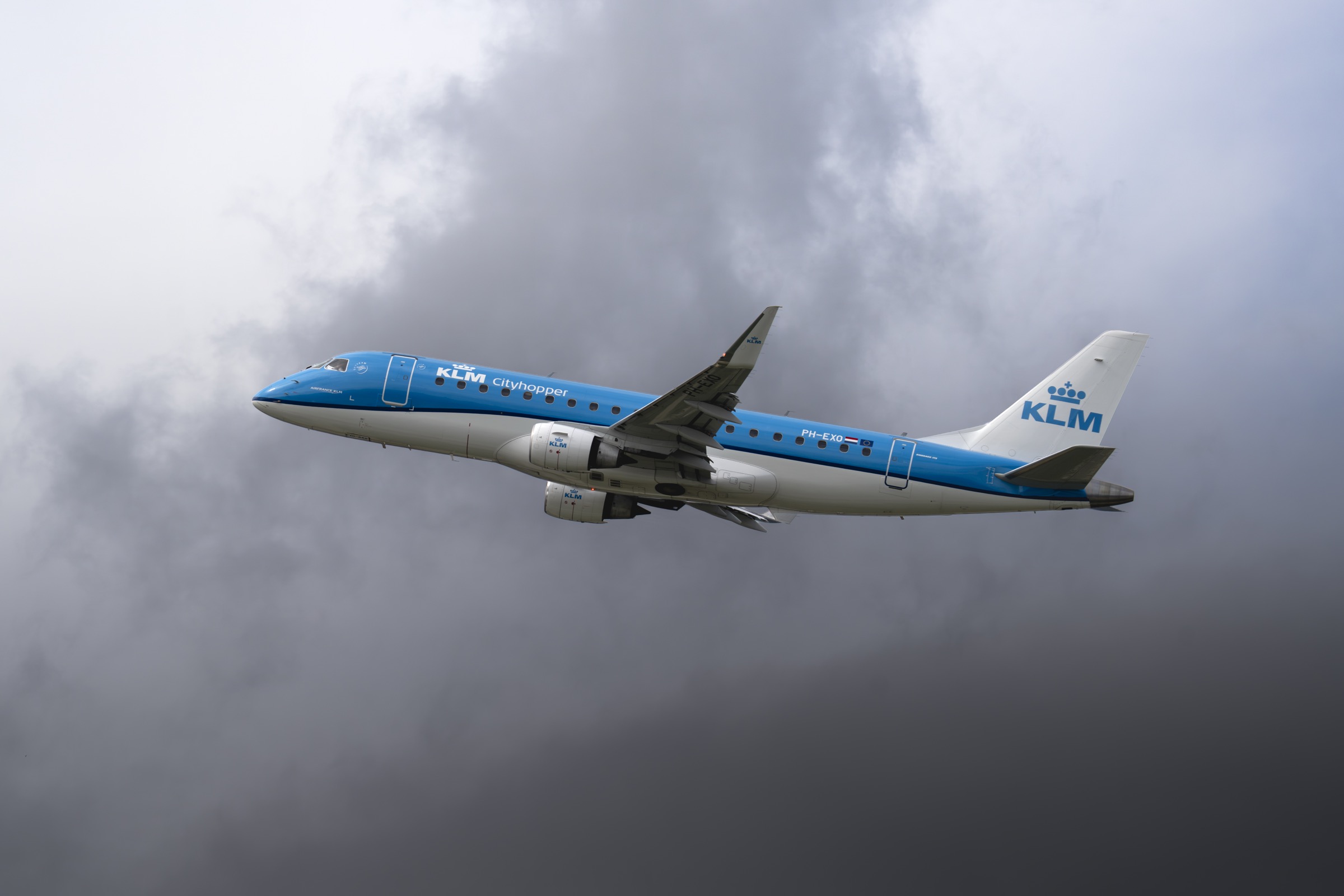 Airplane photographed in the sky over Geneva
