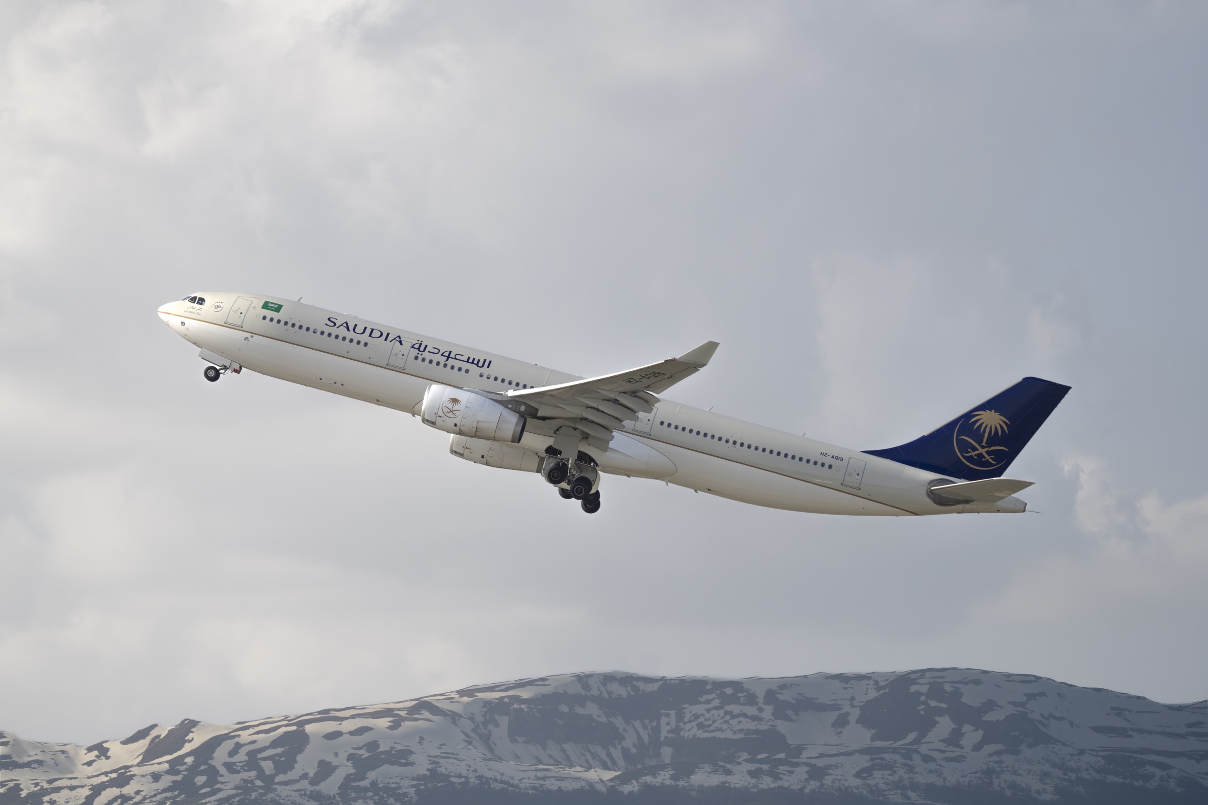 Airplane photographed in the sky over Geneva